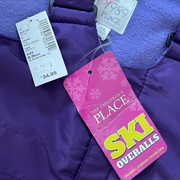 The Children’s Place Est. 1989 Place Purple Ski overalls  6-9 months NWT - Picture 2 of 7
